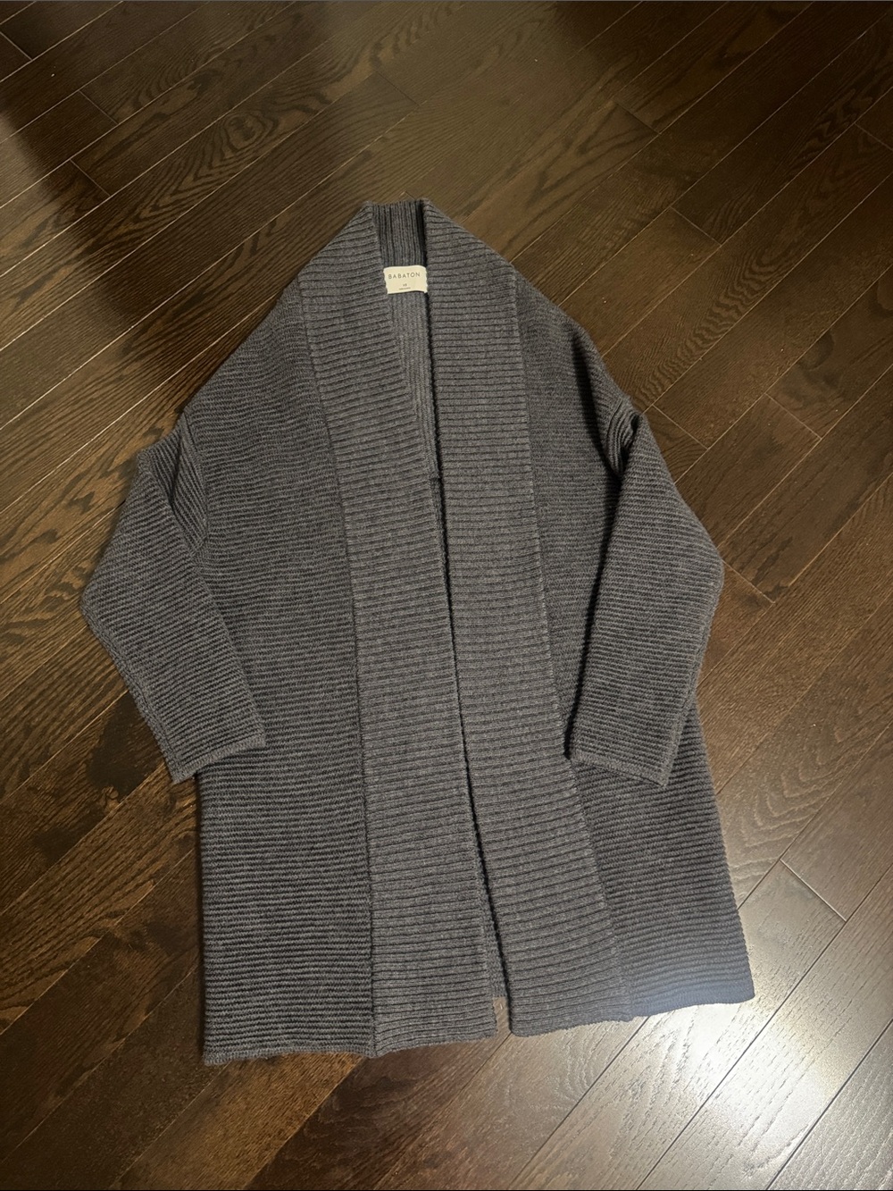 Aritzia Charcoal Gray Ribbed Open-Front Women's Cardigan